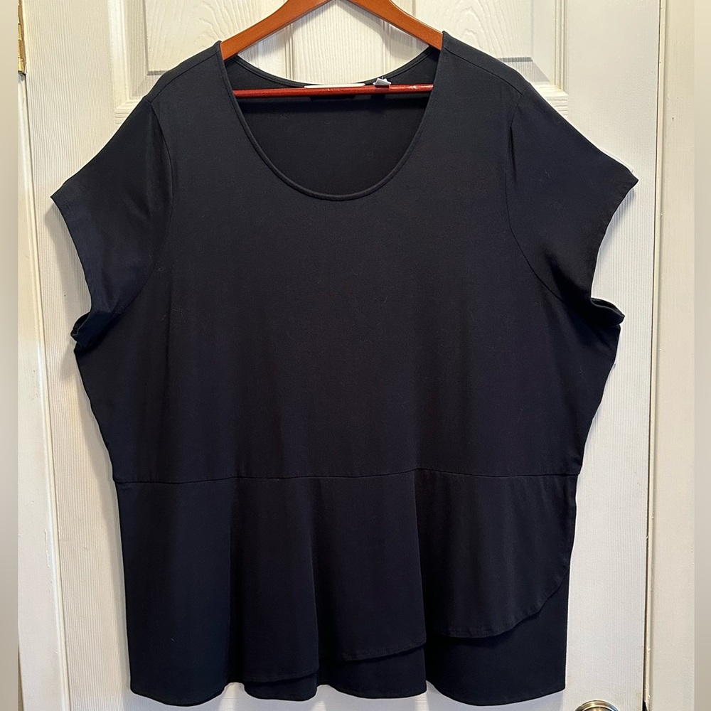 Isaac Mizrahi Live Black Peplum Top